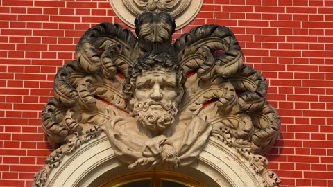 Beautiful stucco, a bas-relief on the facade of an old palace. Potsdam, Germany. 스톡 동영상 101950715