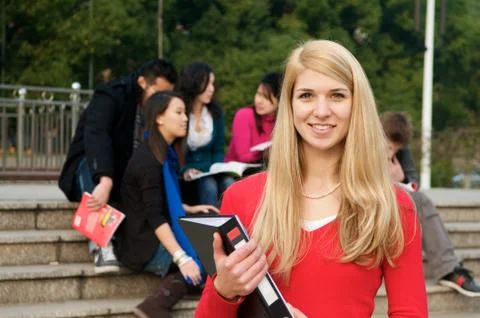 Beautiful student smiling Stock Photos