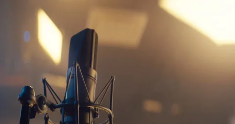 Beautiful studio prof microphone cinematic view Stock Footage 149122487