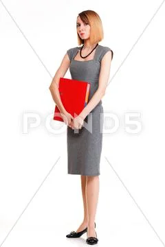 Beautiful stylish woman in elegant grey dress Stock Photos