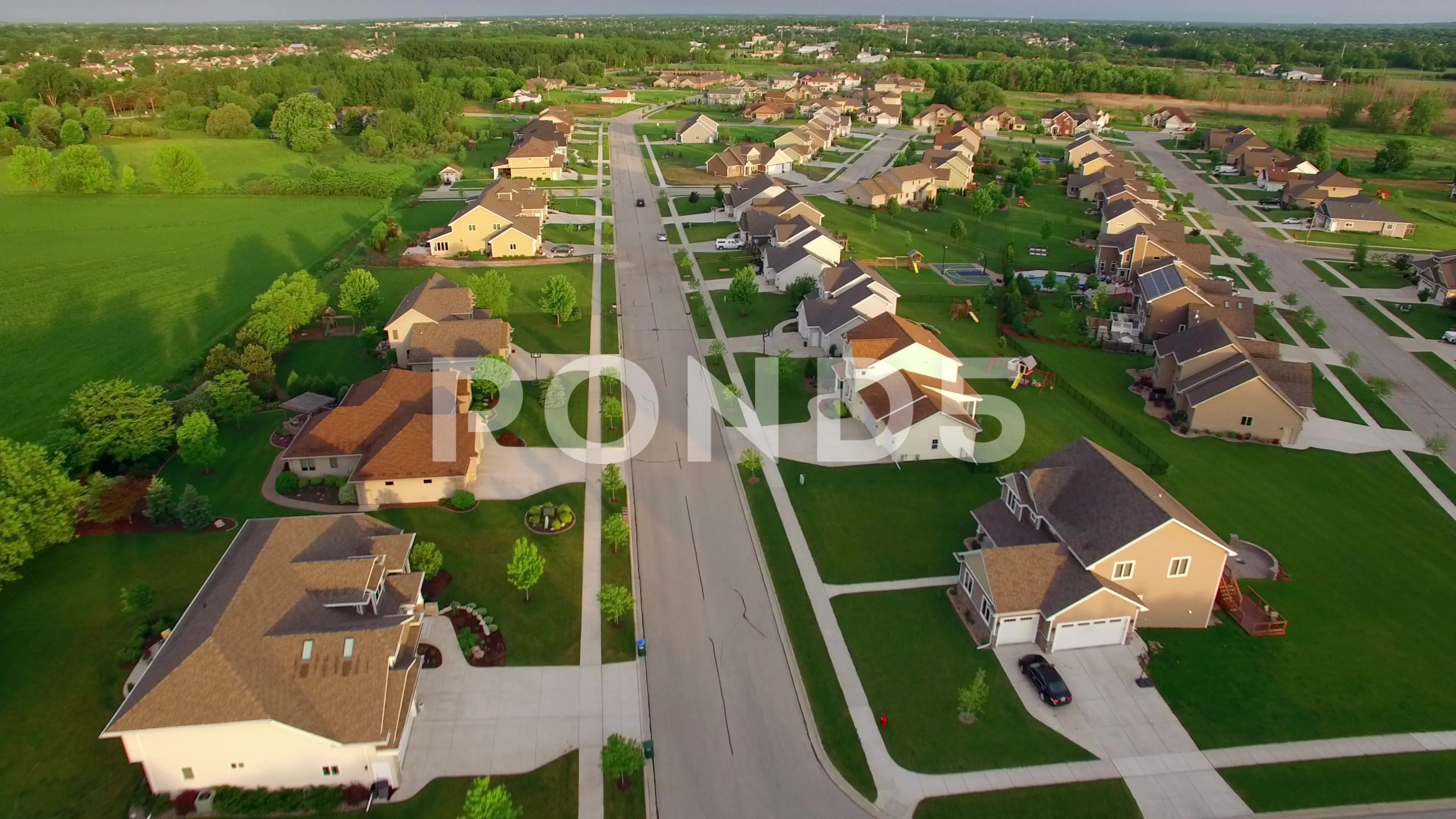 Beautiful Suburban Houses And Yards Early Morning Aerial View Beautiful Suburban Houses And Yards Early Morning Aerial View Video 63648590
