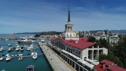 A beautiful summer Aerial Flight over the city of Sochi 스톡 동영상 101822136