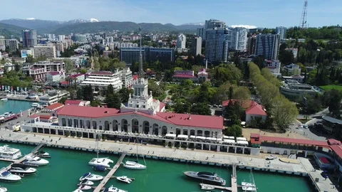 A beautiful summer Aerial Flight over the city of Sochi Video stock 101822357