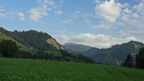 Beautiful summer alpine landscape in cloudy weather. Stock Footage 138577534
