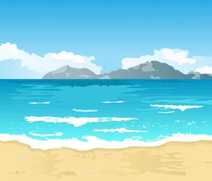 Beautiful summer background with beach Stock Illustration