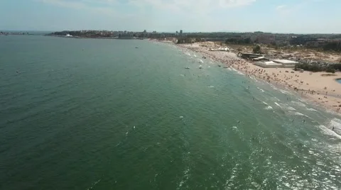 Beautiful Summer Beach Drone View Stock Footage 68884612