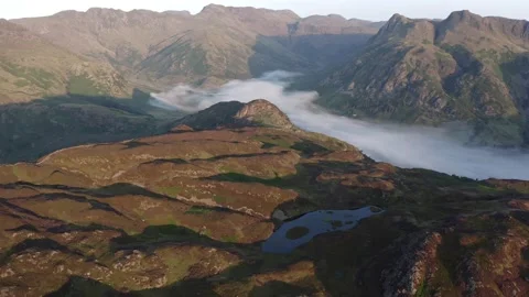 Beautiful Summer Cloud Inversion In The Lake District, UK. Stock Footage