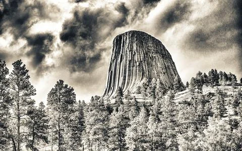 Beautiful summer colours of Devils Tower, Wyoming Stock Photos
