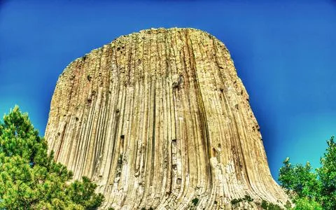 Beautiful summer colours of Devils Tower, Wyoming Stock Photos