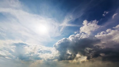 Beautiful summer day storm cloud timelapse with sunshine, Dramatic thunderstorm Stock Footage 78287359