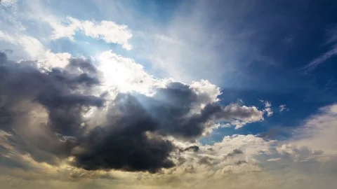 Beautiful summer day storm cloud timelapse with sunshine, Dramatic thunderstorm Video stock 78287361