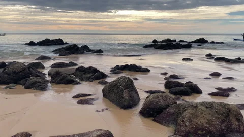 Beautiful summer dramatic sunset. Natural colors. Movement of clouds in the Stock Footage 258910446
