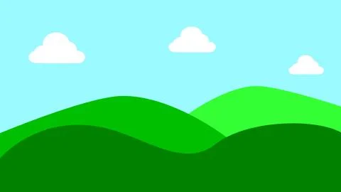 Beautiful summer fields landscape with a dawn, green hills, bright color bl.. Stock Illustration
