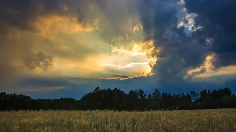 Beautiful summer fields with storm weather, 4k timelapse 库存影片 64755873