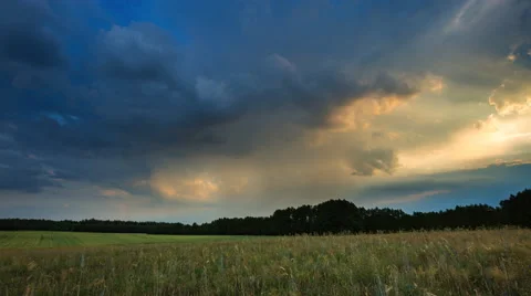 Beautiful summer fields with storm weather, 4k timelapse 库存影片 64756731