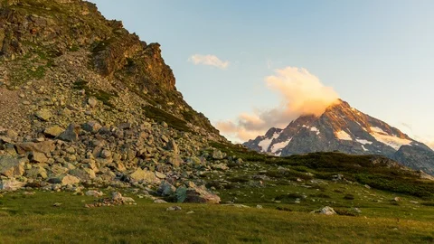 The beautiful summer landscape with cloudy mountain of Caucasus. Stock Footage 115075439