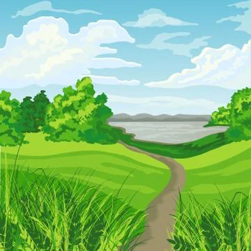 Beautiful summer landscape Stock Illustration