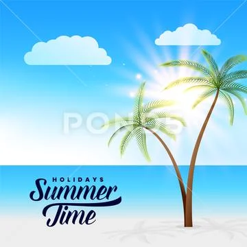Beautiful summer paradise beach scene background Stock Illustration