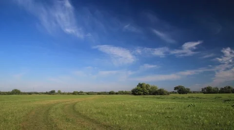 Beautiful summer at the park, Moving clouds in the sky. Full HD time lapse Stock-Footage 53497742