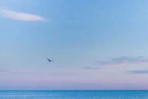 Beautiful summer sunset with clouds over the sea Stock Photos