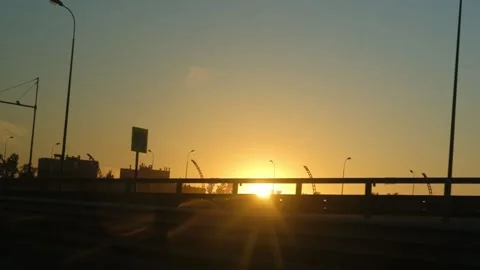 Beautiful sun while traveling by car Stock Footage