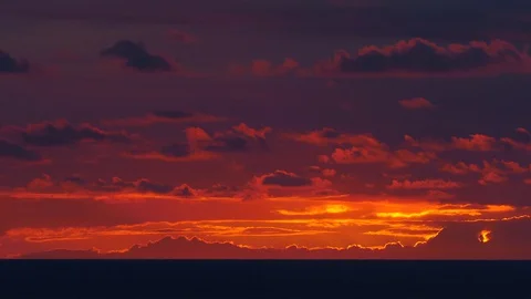 Beautiful sundown / sunset with clouds over a sea. Stock Footage 129223447