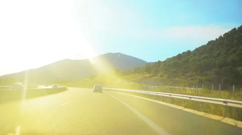Beautiful Sunlight on Highway Stock Footage 53323893