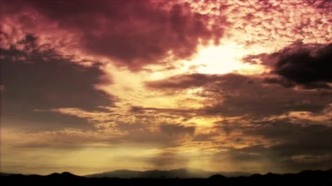 Beautiful sunny cloudscape. Amazing timelapse of golden fluffy clouds moving Stock Footage 280330472