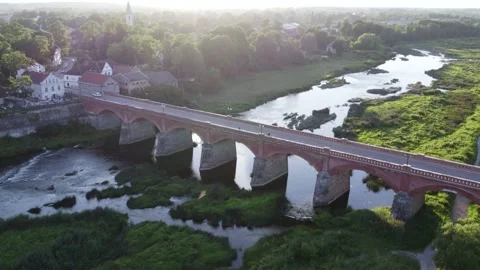 Beautiful sunny view of river Venta Stock Footage 204837003
