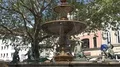 Beautiful sunny well fountain in city center of Brunswick 4k or 4k+ Resolution
