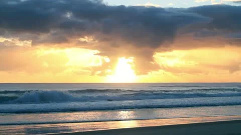 Beautiful sunrise at the beach Stock Footage 8984467