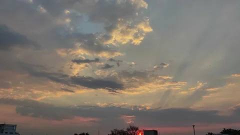 BEAUTIFUL SUNRISE BETWEEN CLOUDS Video stock 238844310