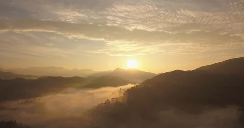 Beautiful Sunrise Drone Footage in the mountains of Munnar, South India. Stock Footage