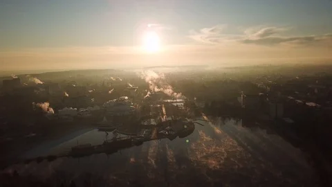 Beautiful Sunrise Landscape With Deep Shadows of Forest Stock Footage 101301921