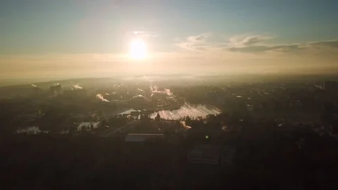 Beautiful Sunrise Landscape With Deep Shadows of Forest Stock Footage 101301948