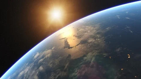 Beautiful Sunrise over Earth from Space Stock Footage