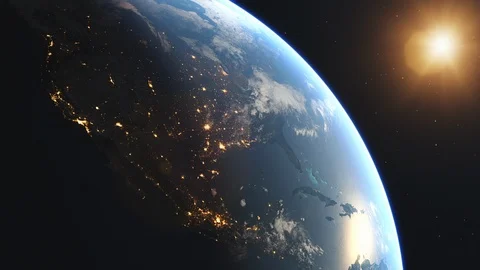 Beautiful Sunrise over North America. Earth from Space Stock Footage