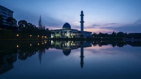 Beautiful sunrise time lapse at UNITEN mosque Stock Footage 101063150