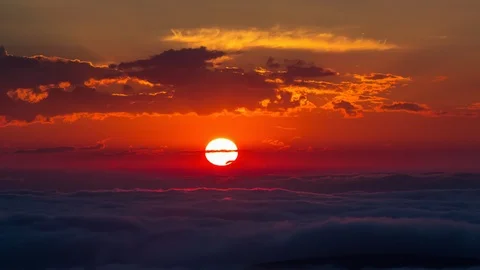 Beautiful sunset above the clouds Stock Footage 112766791