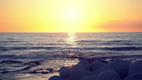 Beautiful sunset above the ocean Stock Footage 131708243