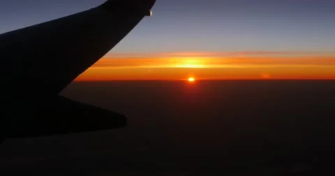 Beautiful sunset from airplane window Stock Footage 132528253
