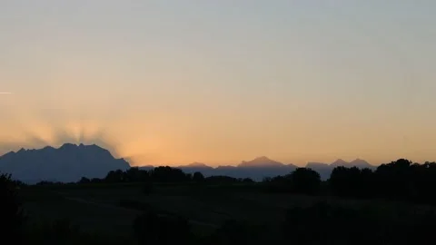 Beautiful Sunset with Alps Panorama Stock Footage 161817134