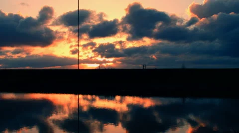 Beautiful sunset and clouds over California river Stock Footage 54967178