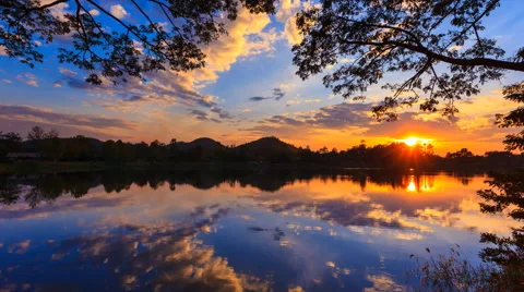 Beautiful Sunset And Reflection 4K Time Lapse Stock Footage 68211815