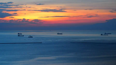 Beautiful sunset in the bay Stock Footage 32636729
