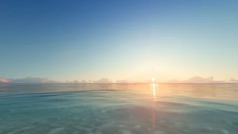 Beautiful sunset at the beach 3D render Stock Footage 77442732