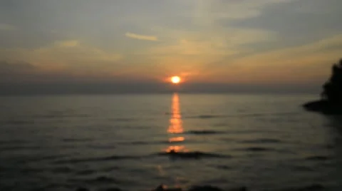 Beautiful Sunset At Beach, Camera Blur To Focus Video stock 47890970