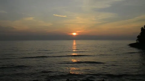 Beautiful Sunset At Beach, Camera Focus To Blur Stock-Footage 47890449