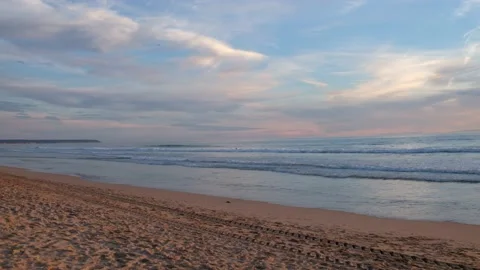 Beautiful sunset on the beach with clouds Stock Footage 171085637