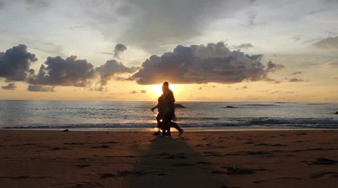 Beautiful sunset at the beach Stock Footage 47699565